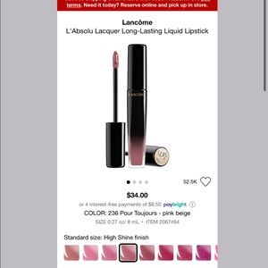 L'Absolu Lacquer Long-Lasting Liquid Lipstick 236